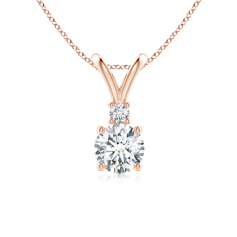 6.2mm FGVS Lab-Grown Round Diamond Solitaire V-Bale Pendant with Diamond Accent in Rose Gold 