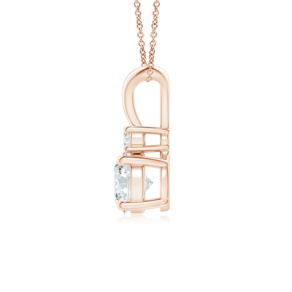 6.2mm FGVS Lab-Grown Round Diamond Solitaire V-Bale Pendant with Diamond Accent in Rose Gold side 199