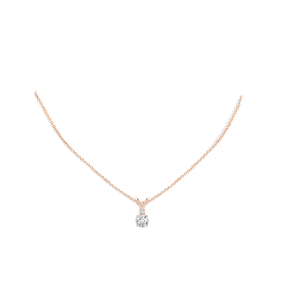 6.2mm FGVS Lab-Grown Round Diamond Solitaire V-Bale Pendant with Diamond Accent in Rose Gold pen
