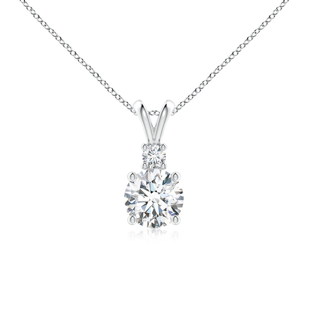 6.2mm FGVS Lab-Grown Round Diamond Solitaire V-Bale Pendant with Diamond Accent in White Gold