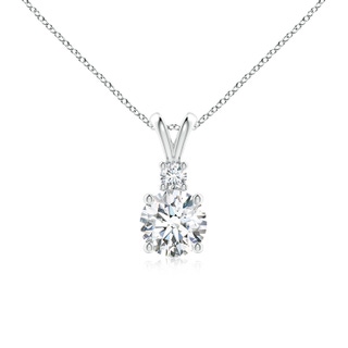 6.2mm FGVS Lab-Grown Round Diamond Solitaire V-Bale Pendant with Diamond Accent in White Gold