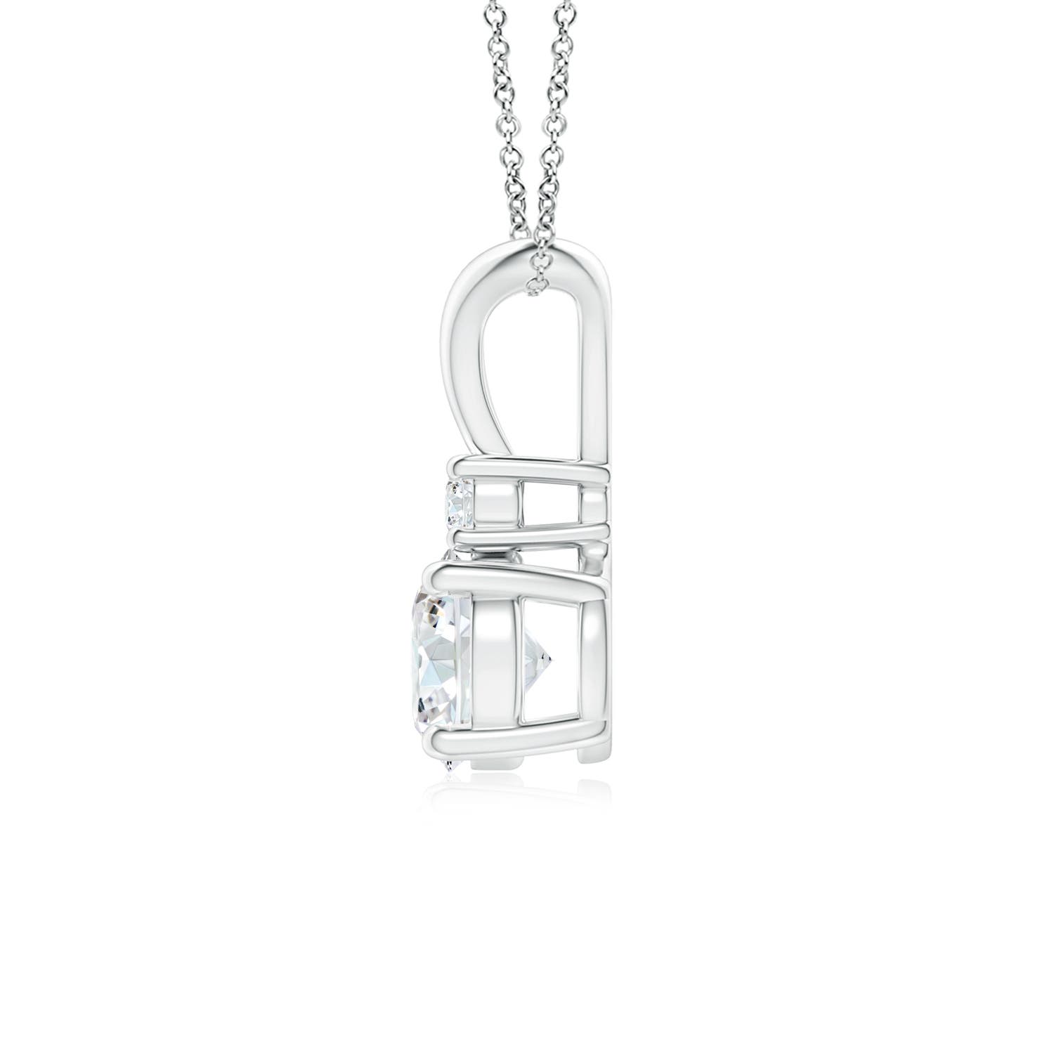 6.2mm FGVS Lab-Grown Round Diamond Solitaire V-Bale Pendant with Diamond Accent in White Gold