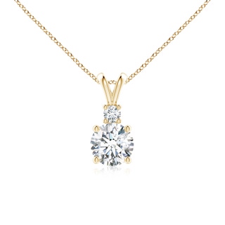 6.2mm FGVS Lab-Grown Round Diamond Solitaire V-Bale Pendant with Diamond Accent in Yellow Gold