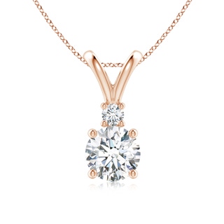 7mm FGVS Lab-Grown Round Diamond Solitaire V-Bale Pendant with Diamond Accent in 10K Rose Gold