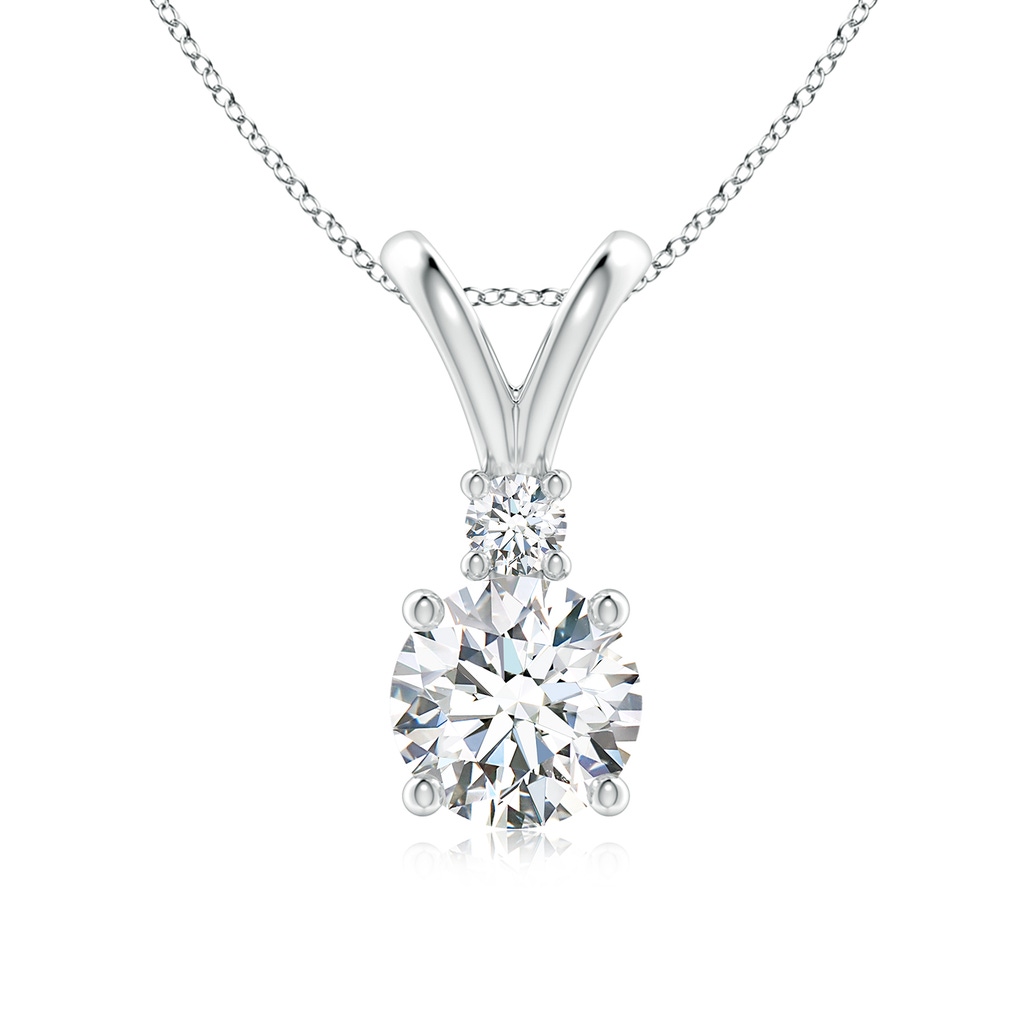 7mm FGVS Lab-Grown Round Diamond Solitaire V-Bale Pendant with Diamond Accent in P950 Platinum