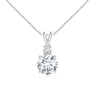 7mm FGVS Lab-Grown Round Diamond Solitaire V-Bale Pendant with Diamond Accent in P950 Platinum