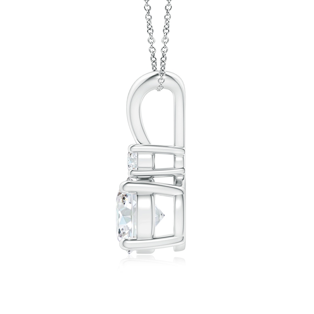 7mm FGVS Lab-Grown Round Diamond Solitaire V-Bale Pendant with Diamond Accent in P950 Platinum - side 199