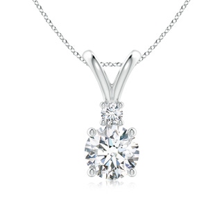 7mm FGVS Lab-Grown Round Diamond Solitaire V-Bale Pendant with Diamond Accent in S999 Silver