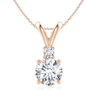 8mm FGVS Lab-Grown Round Diamond Solitaire V-Bale Pendant with Diamond Accent in Rose Gold