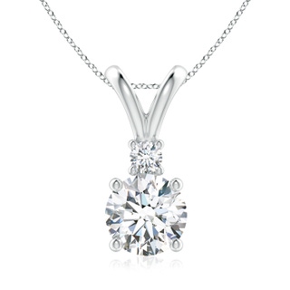 8mm FGVS Lab-Grown Round Diamond Solitaire V-Bale Pendant with Diamond Accent in S999 Silver