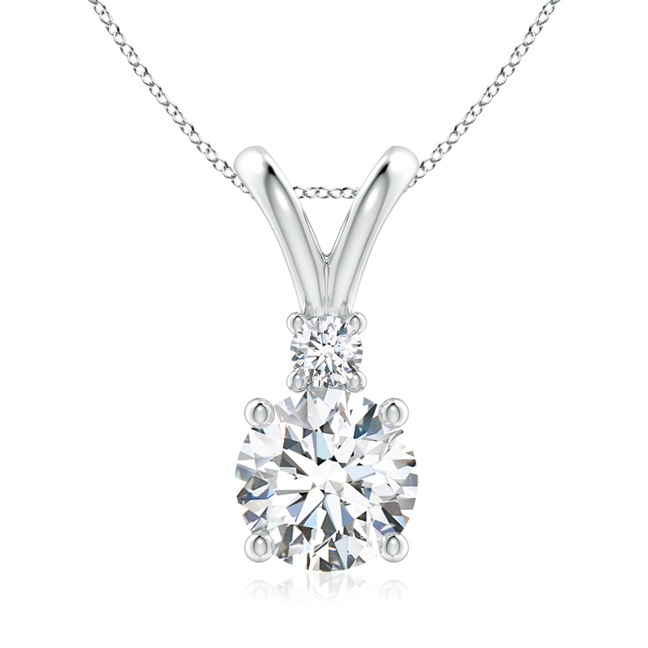 8mm FGVS Lab-Grown Round Diamond Solitaire V-Bale Pendant with Diamond Accent in White Gold 