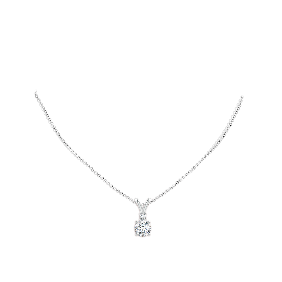 8mm FGVS Lab-Grown Round Diamond Solitaire V-Bale Pendant with Diamond Accent in White Gold pen