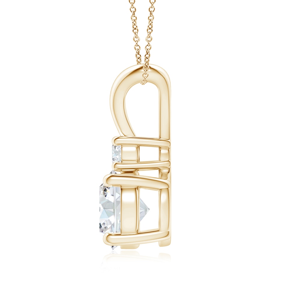 8mm FGVS Lab-Grown Round Diamond Solitaire V-Bale Pendant with Diamond Accent in Yellow Gold side 199