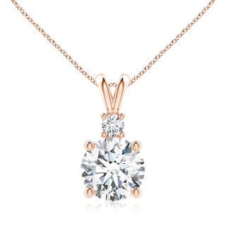 9.2mm FGVS Lab-Grown Round Diamond Solitaire V-Bale Pendant with Diamond Accent in 18K Rose Gold