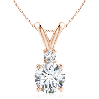 9.2mm FGVS Lab-Grown Round Diamond Solitaire V-Bale Pendant with Diamond Accent in 9K Rose Gold