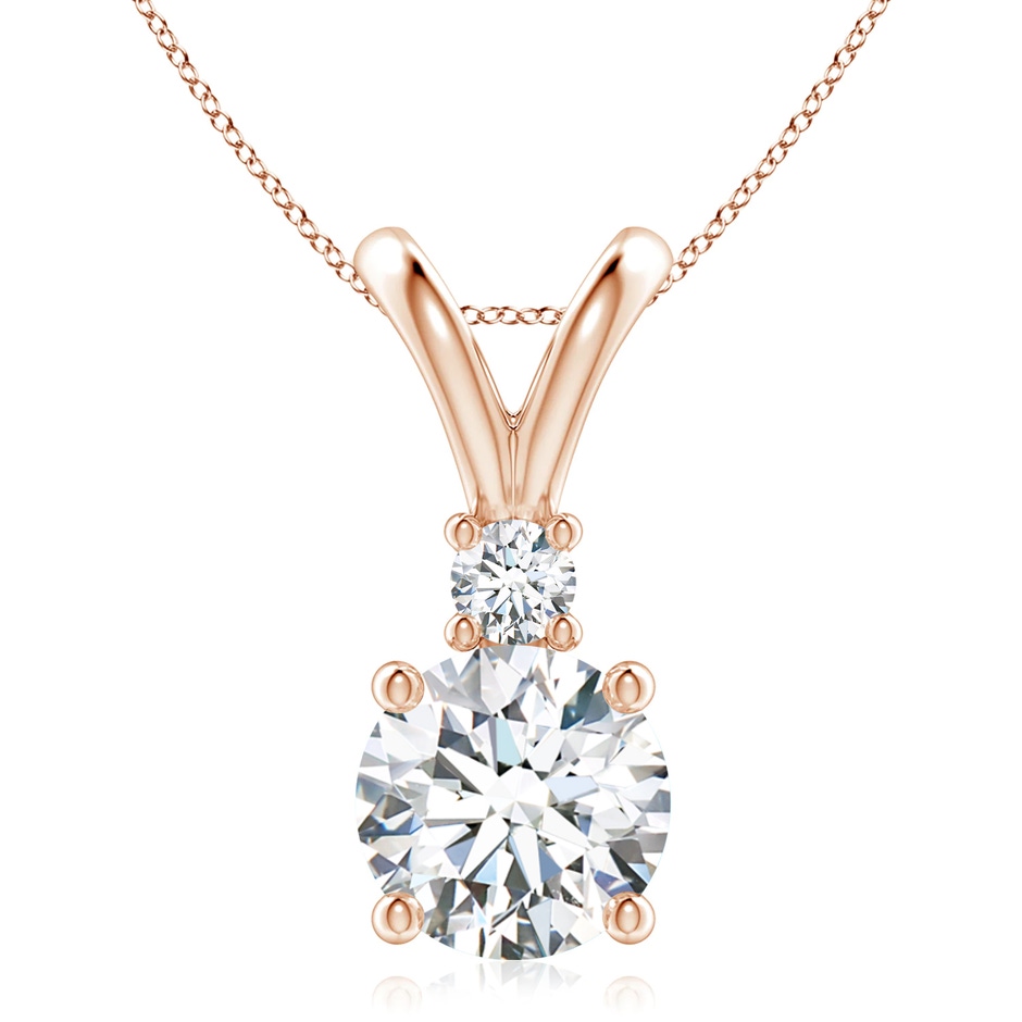 9.2mm FGVS Lab-Grown Round Diamond Solitaire V-Bale Pendant with Diamond Accent in Rose Gold 