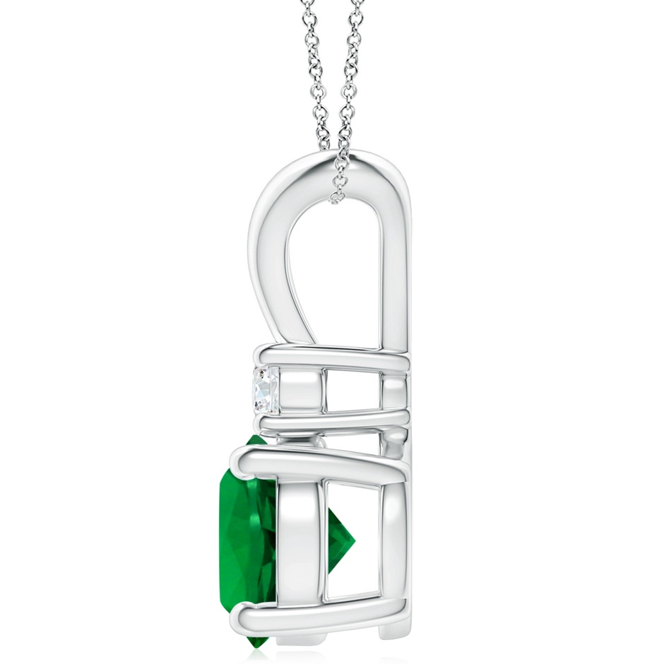 10mm Labgrown Lab-Grown Round Emerald Solitaire V-Bale Pendant with Lab Diamond in S999 Silver side 199
