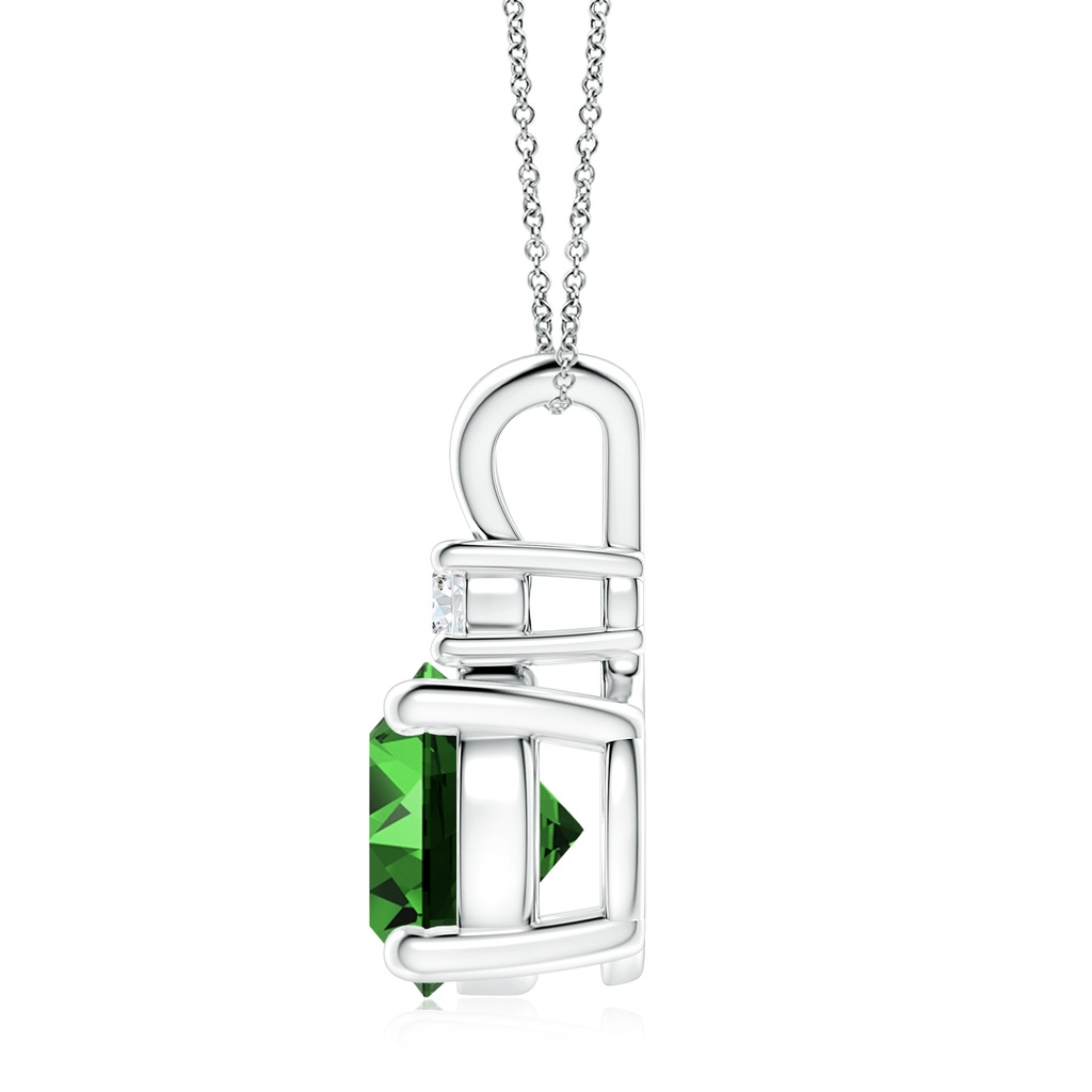 10mm Labgrown Lab-Grown Round Emerald Solitaire V-Bale Pendant with Diamond in White Gold Side 199