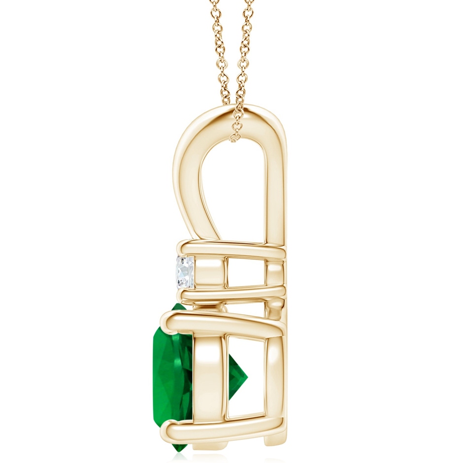 10mm Labgrown Lab-Grown Round Emerald Solitaire V-Bale Pendant with Lab Diamond in Yellow Gold side 199