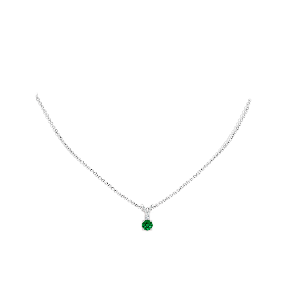 5mm Labgrown Lab-Grown Round Emerald Solitaire V-Bale Pendant with Lab Diamond in S999 Silver pen