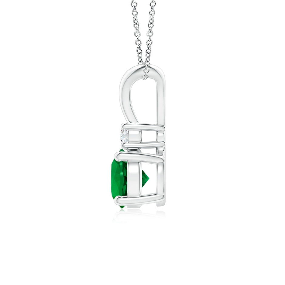 6mm Labgrown Lab-Grown Round Emerald Solitaire V-Bale Pendant with Lab Diamond in S999 Silver side 199