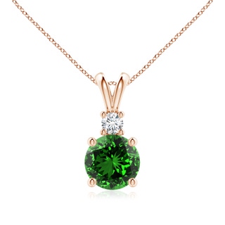 8mm Labgrown Lab-Grown Round Emerald Solitaire V-Bale Pendant with Diamond in 10K Rose Gold