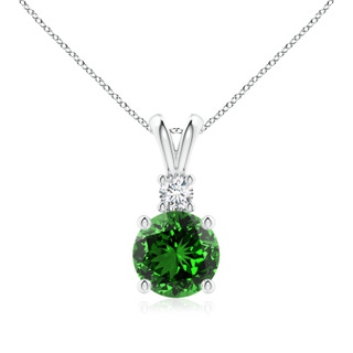 8mm Labgrown Lab-Grown Round Emerald Solitaire V-Bale Pendant with Diamond in P950 Platinum