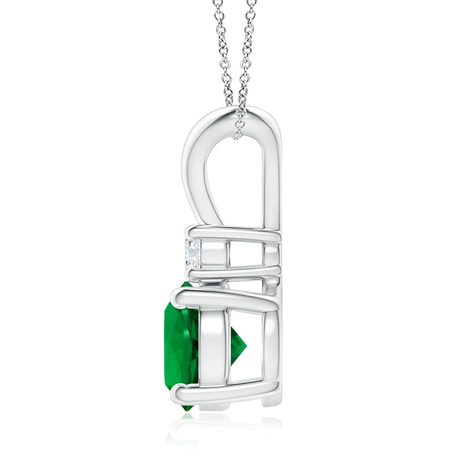 8mm Labgrown Lab-Grown Round Emerald Solitaire V-Bale Pendant with Lab Diamond in S999 Silver side 199
