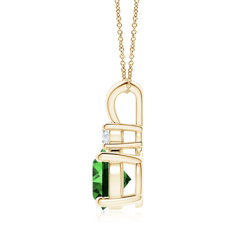 8mm Labgrown Lab-Grown Round Emerald Solitaire V-Bale Pendant with Diamond in Yellow Gold Side 199