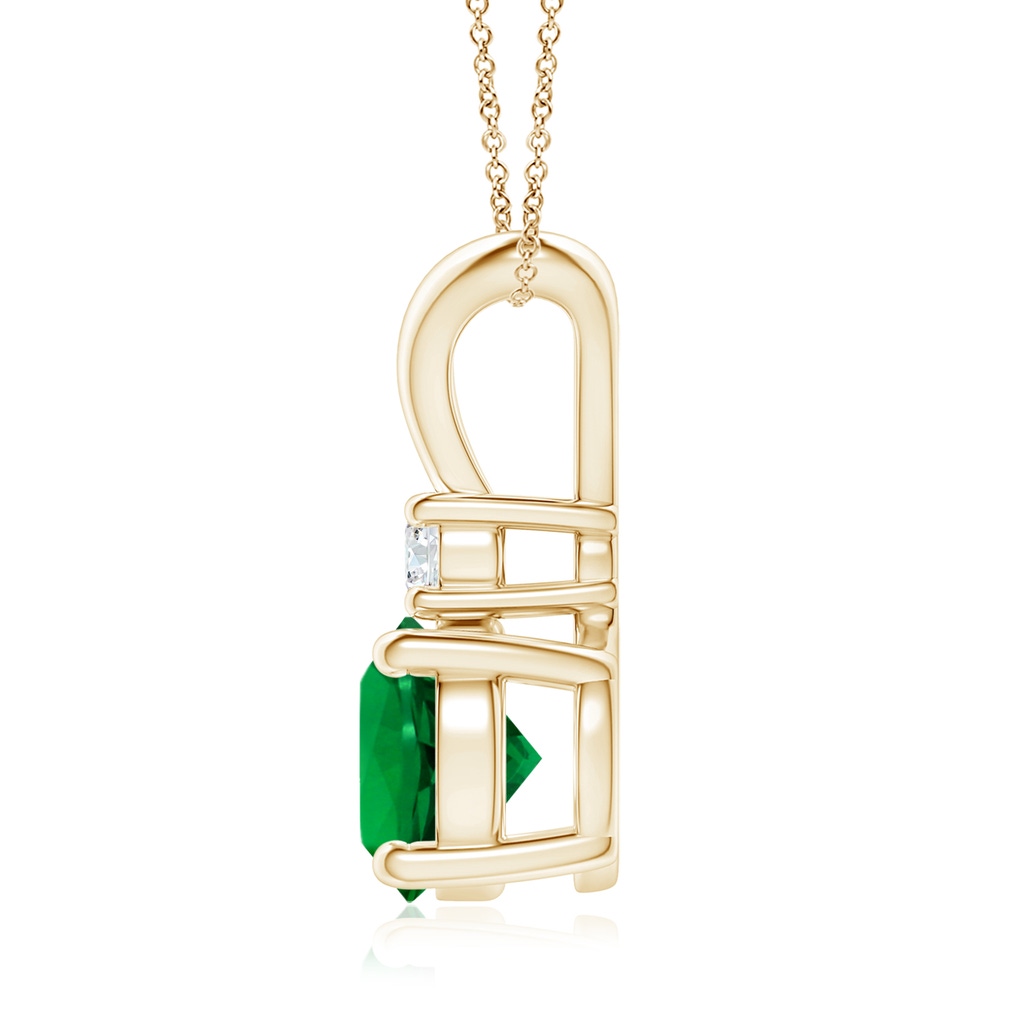 8mm Labgrown Lab-Grown Round Emerald Solitaire V-Bale Pendant with Diamond in Yellow Gold Side 199