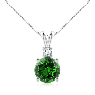 9mm Labgrown Lab-Grown Round Emerald Solitaire V-Bale Pendant with Diamond in P950 Platinum
