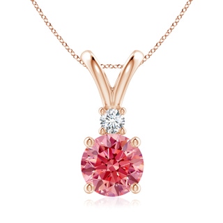 8mm Labgrown Round Lab-Grown Fancy Intense Pink Diamond V-Bale Pendant in Rose Gold