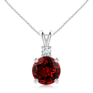 10mm Labgrown Lab-Grown Round Ruby Solitaire V-Bale Pendant with Diamond in P950 Platinum