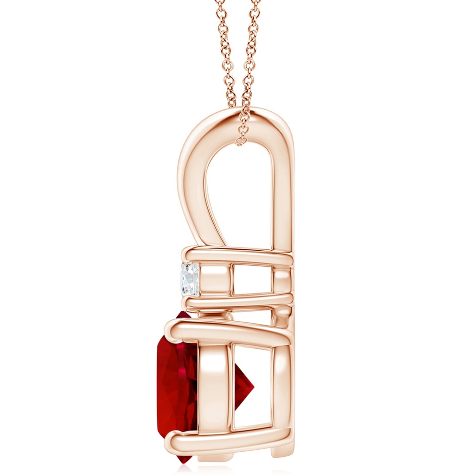 10mm Labgrown Lab-Grown Round Ruby Solitaire V-Bale Pendant with Lab Diamond in Rose Gold side 199