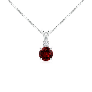 5mm Labgrown Lab-Grown Round Ruby Solitaire V-Bale Pendant with Diamond in P950 Platinum