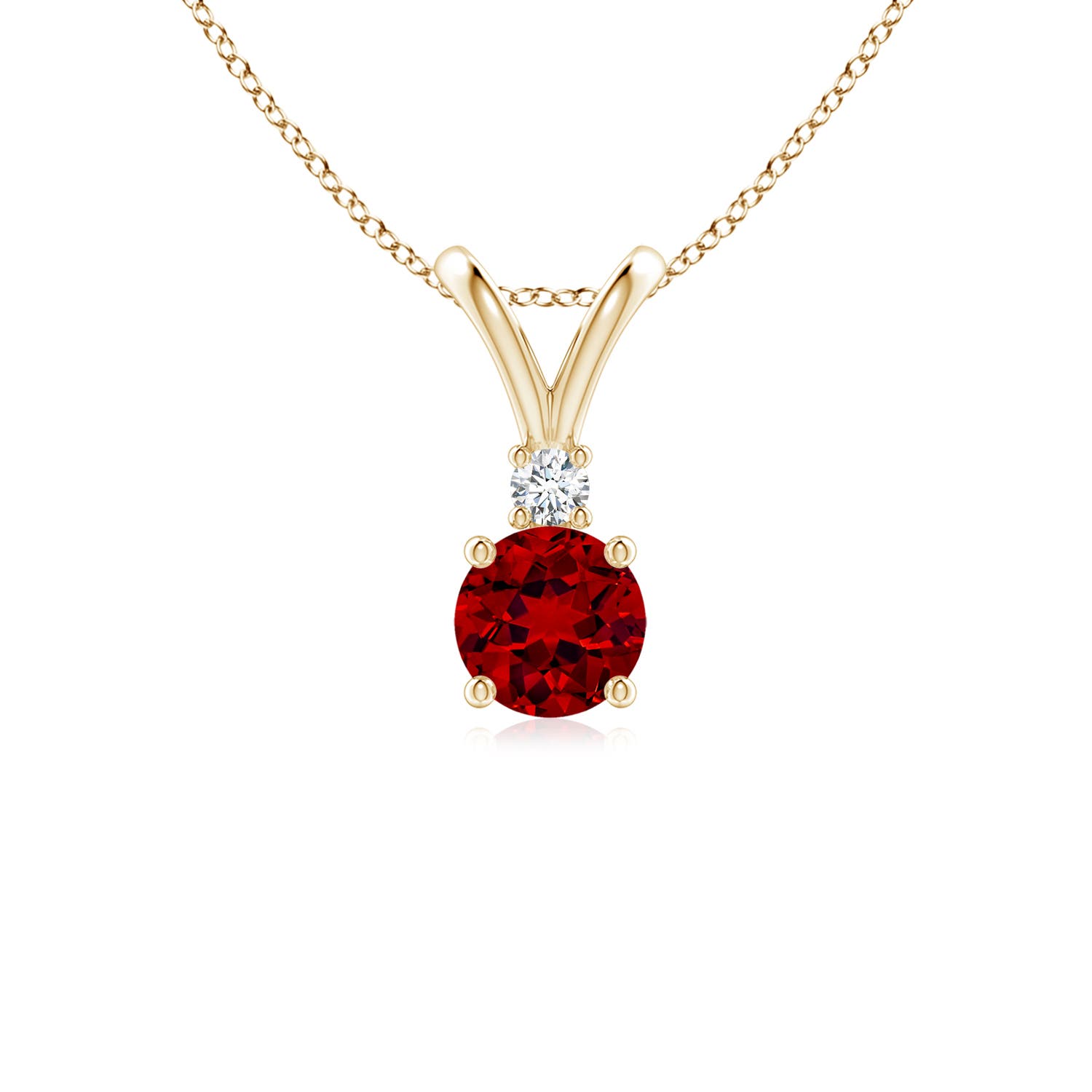 Premium - Lab-Grown Ruby / 0.63 CT / 14 KT Yellow Gold