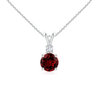 6mm Labgrown Lab-Grown Round Ruby Solitaire V-Bale Pendant with Diamond in P950 Platinum