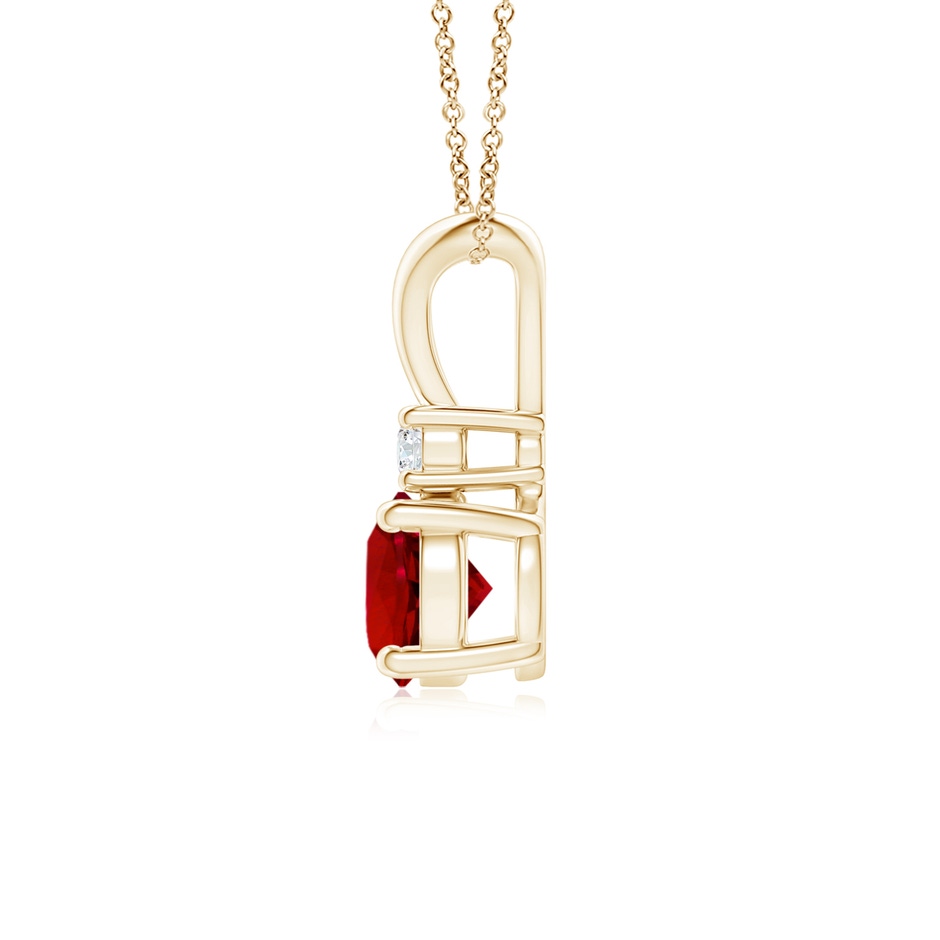 6mm Labgrown Lab-Grown Round Ruby Solitaire V-Bale Pendant with Lab Diamond in Yellow Gold side 199