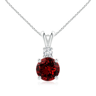 8mm Labgrown Lab-Grown Round Ruby Solitaire V-Bale Pendant with Diamond in P950 Platinum