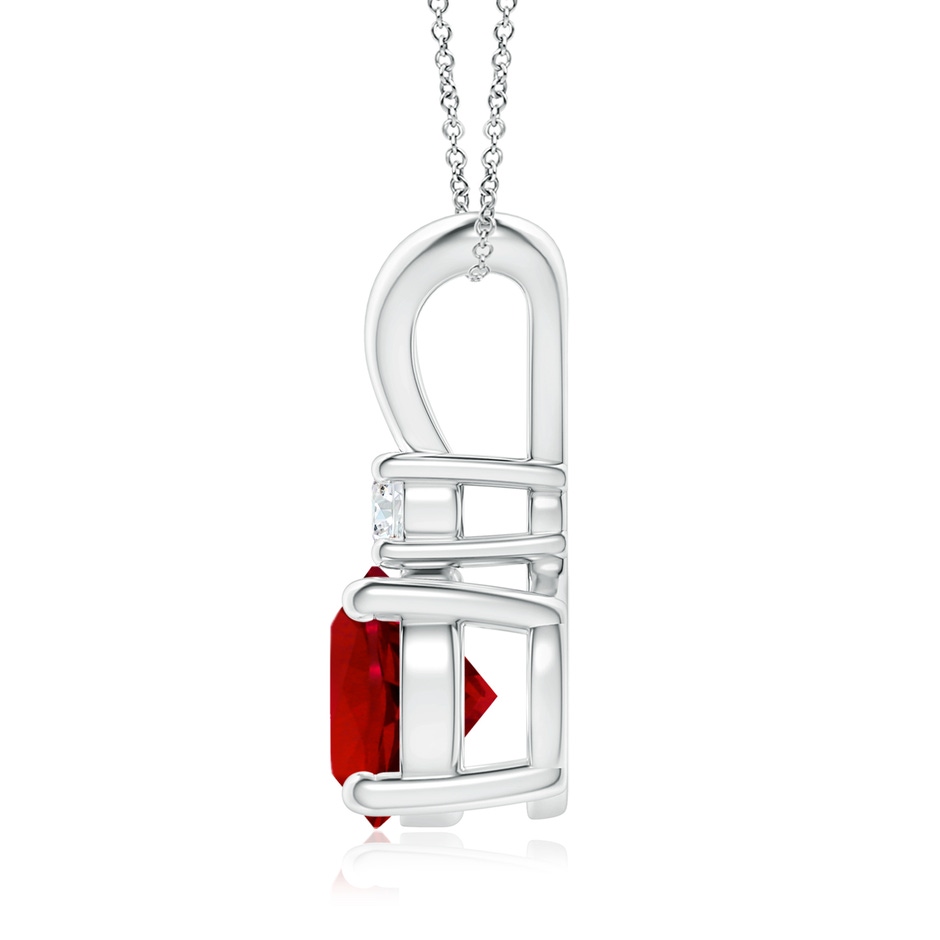 8mm Labgrown Lab-Grown Round Ruby Solitaire V-Bale Pendant with Lab Diamond in S999 Silver side 199
