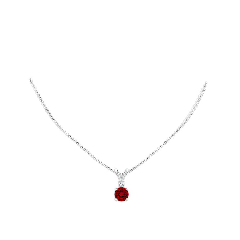 8mm Labgrown Lab-Grown Round Ruby Solitaire V-Bale Pendant with Lab Diamond in S999 Silver pen