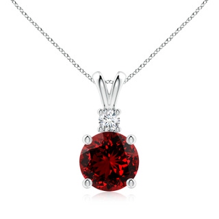 9mm Labgrown Lab-Grown Round Ruby Solitaire V-Bale Pendant with Diamond in P950 Platinum