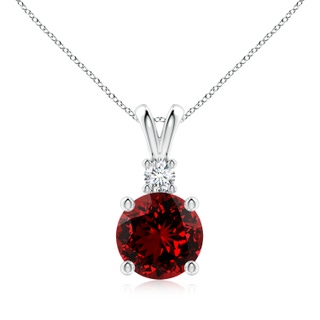 9mm Labgrown Lab-Grown Round Ruby Solitaire V-Bale Pendant with Lab Diamond in P950 Platinum