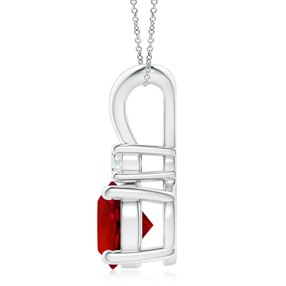 9mm Labgrown Lab-Grown Round Ruby Solitaire V-Bale Pendant with Lab Diamond in P950 Platinum side 199