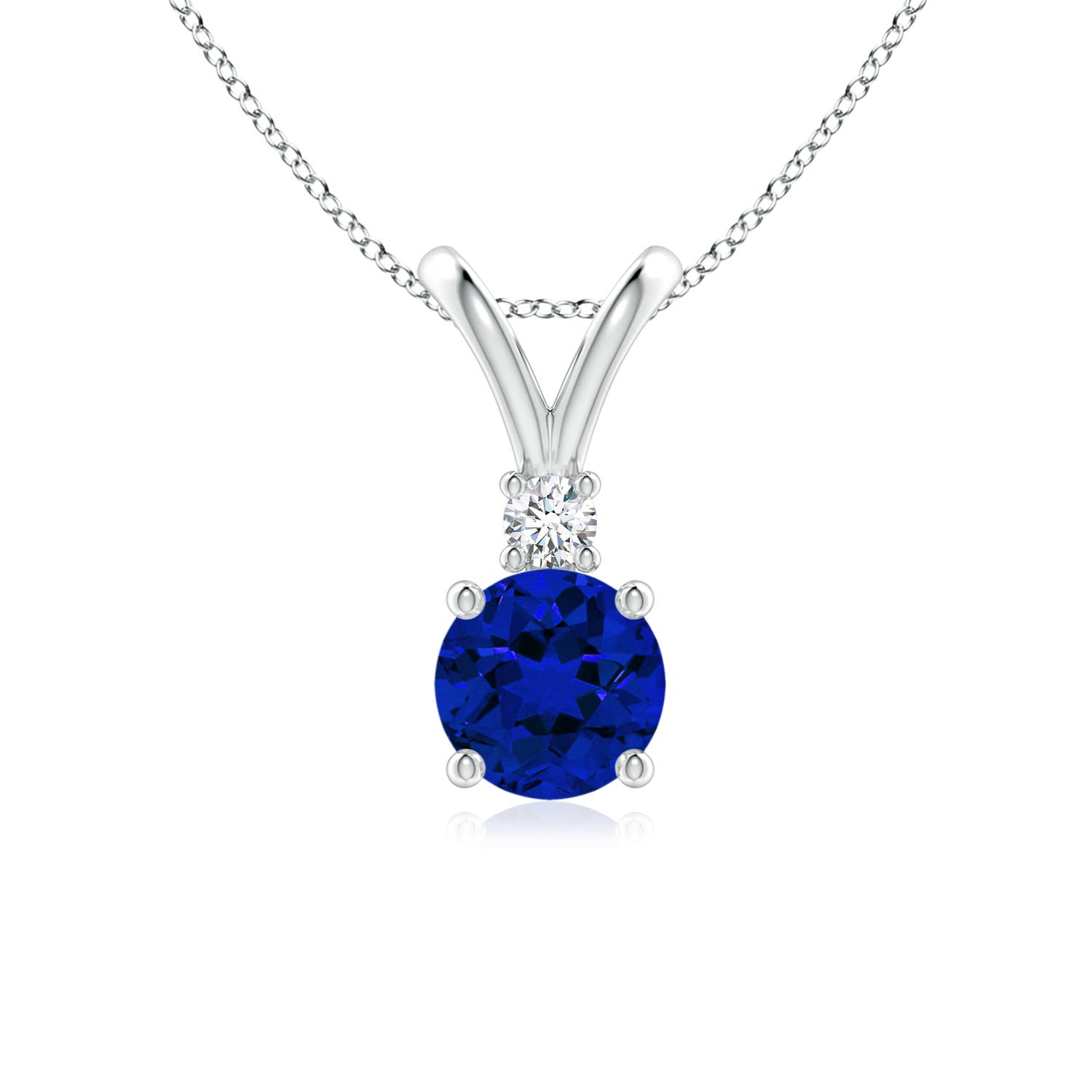 Premium - Lab-Grown Blue Sapphire / 1.04 CT / 14 KT White Gold