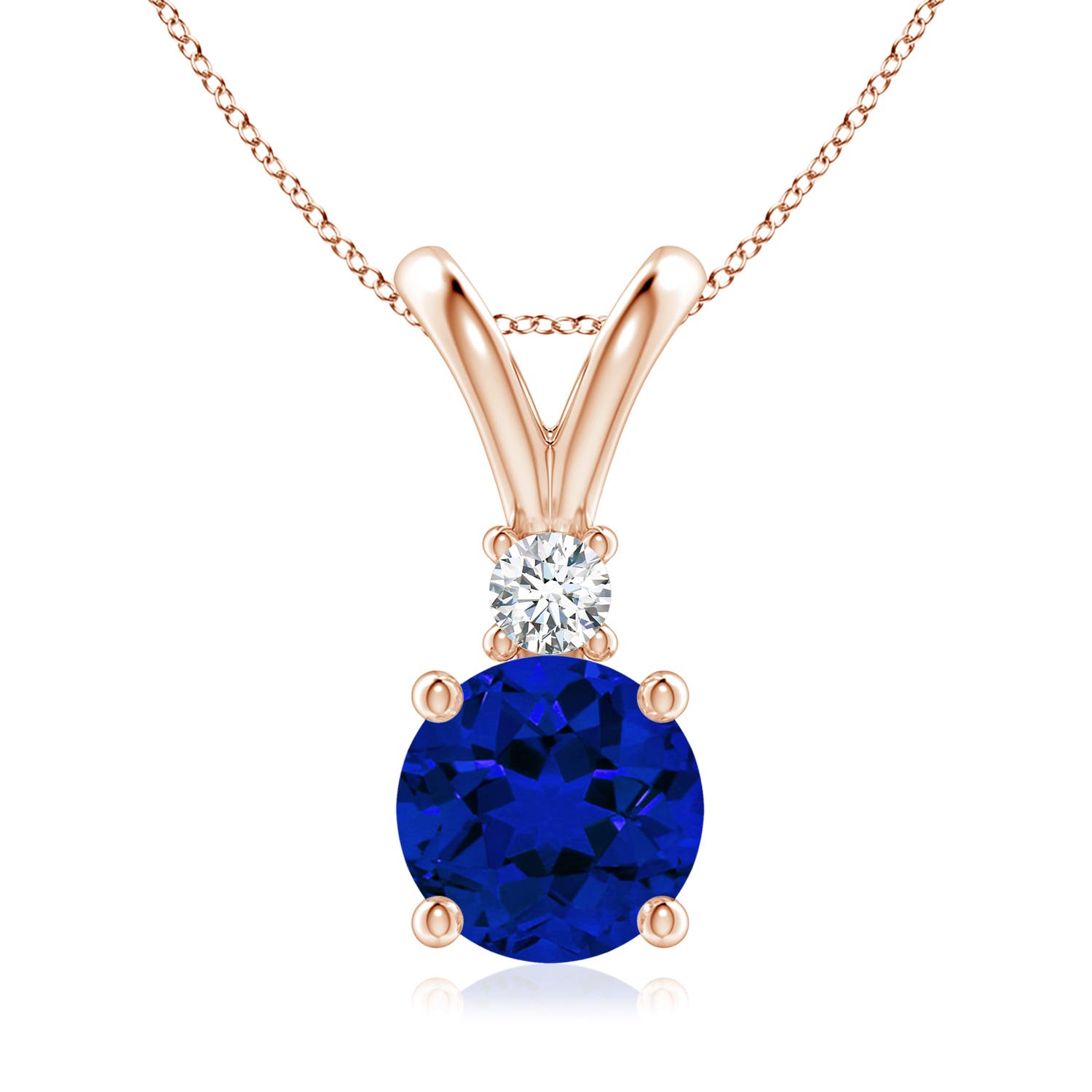 Premium - Lab-Grown Blue Sapphire / 2.3 CT / 14 KT Rose Gold