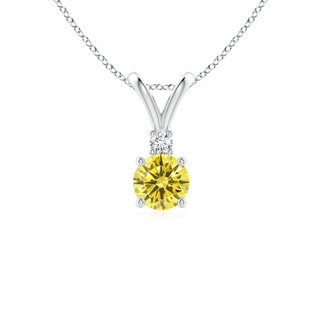 5mm Labgrown Round Lab-Grown Fancy Intense Yellow Diamond V-Bale Pendant in P950 Platinum