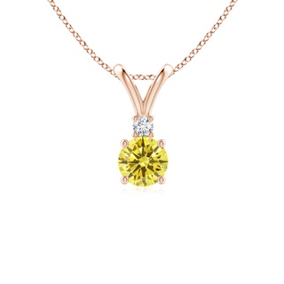 5mm Labgrown Round Lab-Grown Fancy Intense Yellow Diamond V-Bale Pendant in Rose Gold