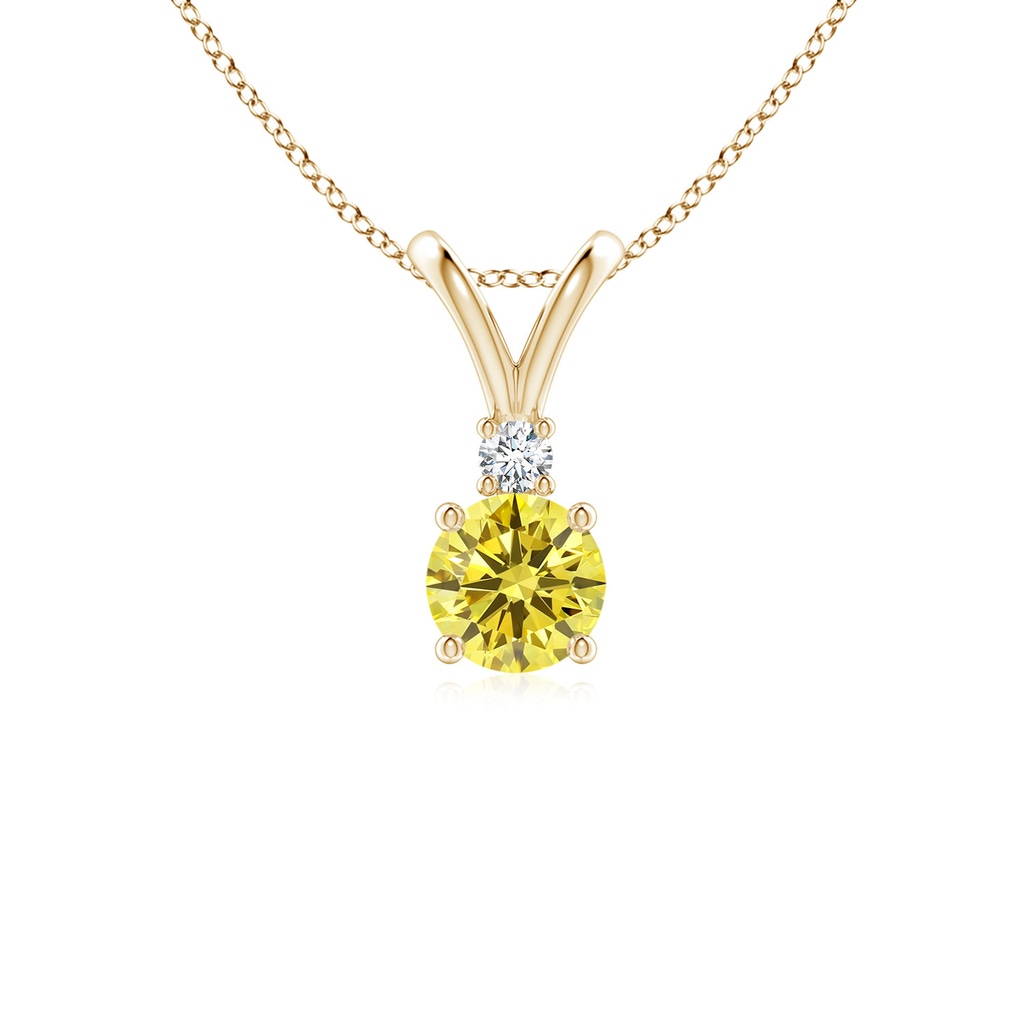 5mm Labgrown Round Lab-Grown Fancy Intense Yellow Diamond V-Bale Pendant in Yellow Gold