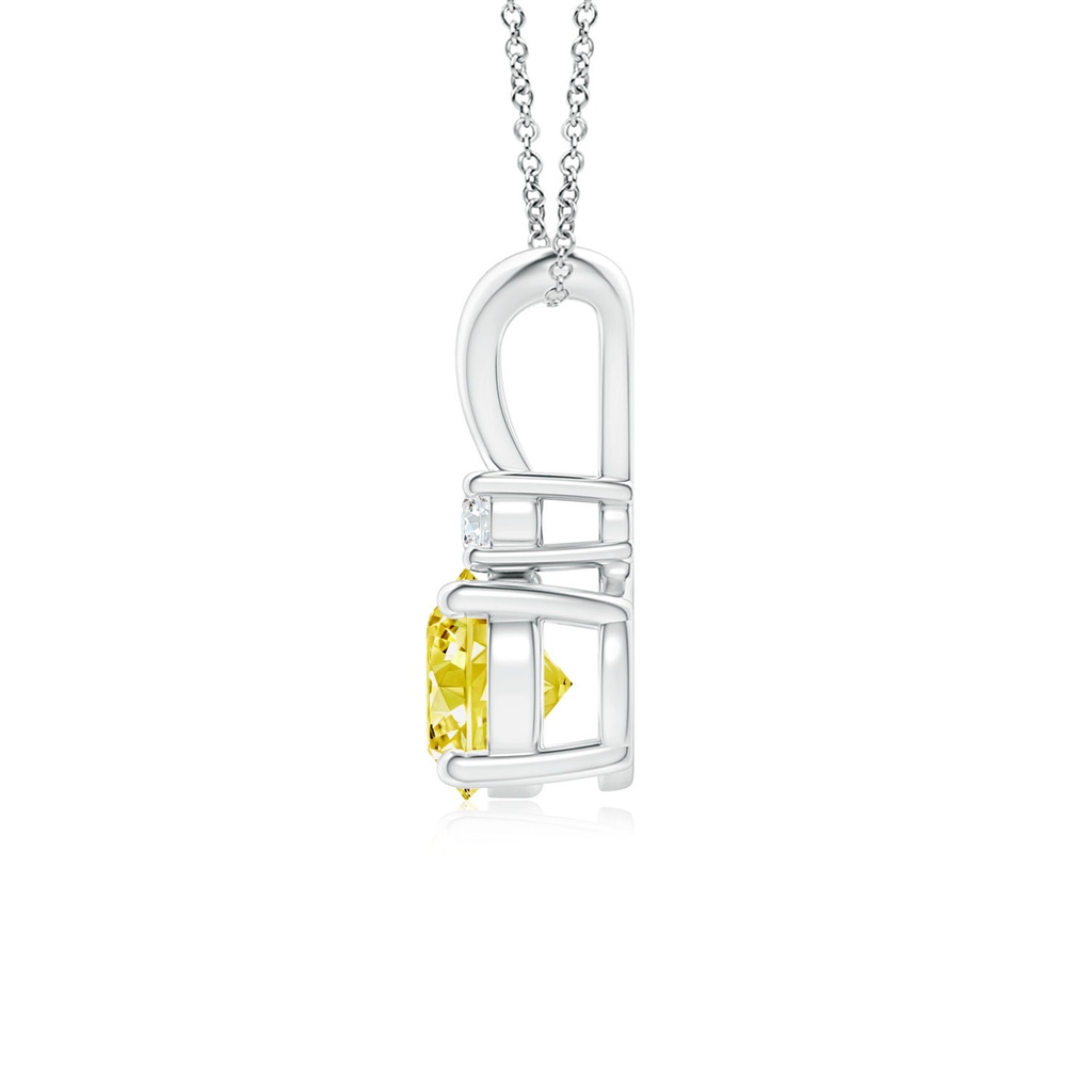 6.2mm Labgrown Round Lab-Grown Fancy Intense Yellow Diamond V-Bale Pendant in White Gold - side 199